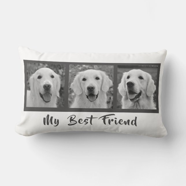 My Best Friend Grey and White Photo Lumbar Cushion (Front)