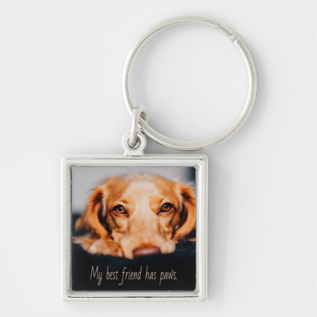 My Best friend has paws dog, Puppy Meme Key Ring (Front)