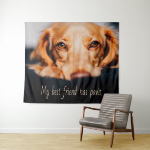 My Best friend has paws dog, Puppy Meme Tapestry