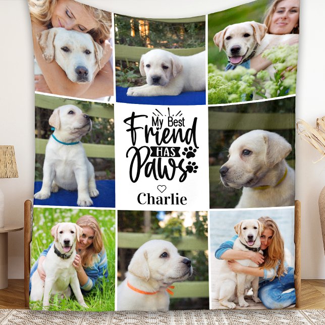 My Best Friend Has Paws Personalised 8 Photo Dog  Fleece Blanket (Creator Uploaded)
