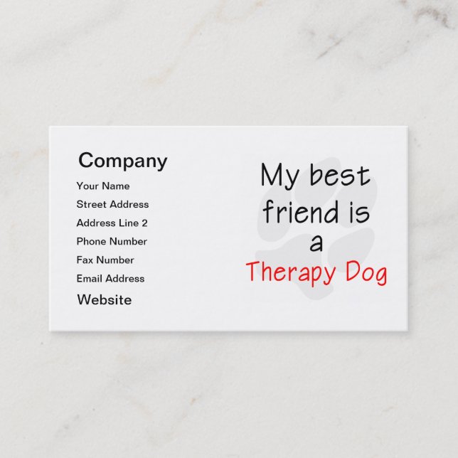 My Best Friend is a Therapy Dog Business Card (Front)