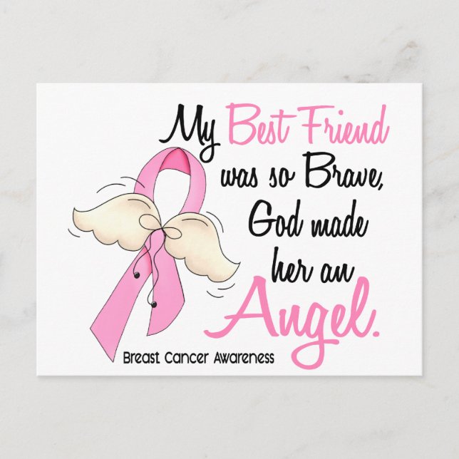 My Best Friend Is An Angel 2 Breast Cancer Postcard (Front)