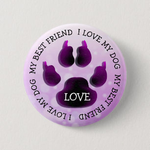 My Best Friend Paw Print Dog Canine Button