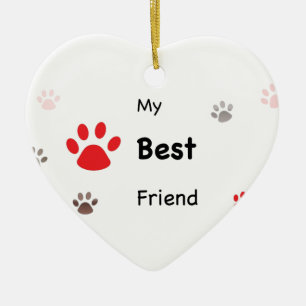My Best Friend Paw Prints Design with Pet Name Ceramic Tree Decoration