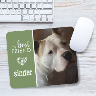 My Best Friend Pet Photo Personalised Green Mouse Mat