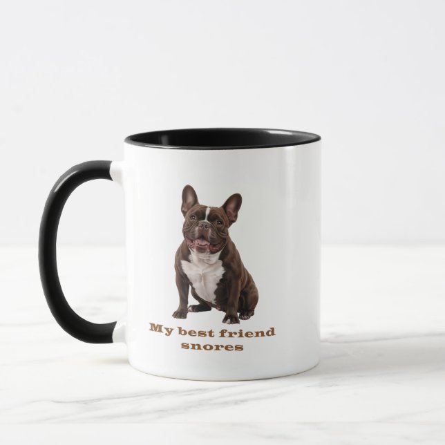My Best Friend Snores – French Bulldog Brown Mug (Left)