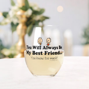 My Best Friend Stemless Wine Glass
