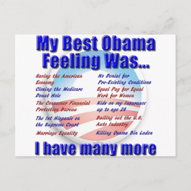 My Best Obama Feeling Was... Postcard (Front)