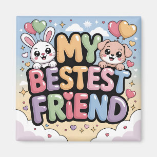 My Bestest Friend Graphic: Cute Bunny and Puppy Magnet