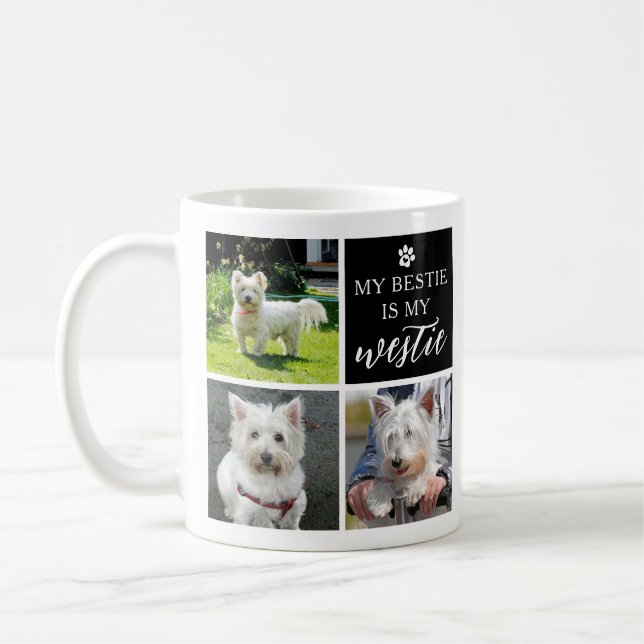My Bestie is My Westie Dog Lover Photo Collage Coffee Mug (Left)