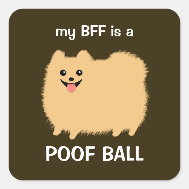 My BFF is a Poof Ball - Fluffy Pomeranian Dog Square Sticker (Front)