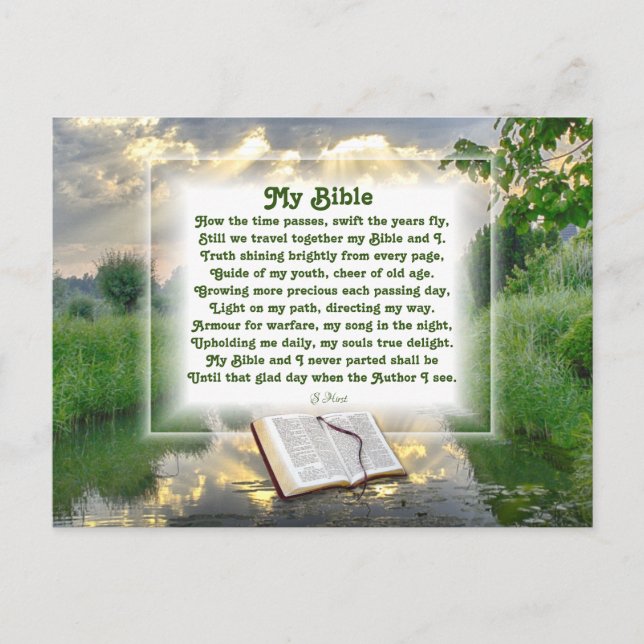 "My Bible" Christian poem with Sunlit Scene Holiday Postcard (Front)