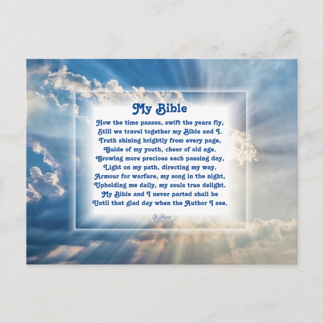 "My Bible" Christian poem with Sunlit Sky Holiday Postcard (Front)