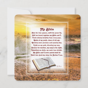 "My Bible" Christian poem with Sunset Beach  Holiday Card