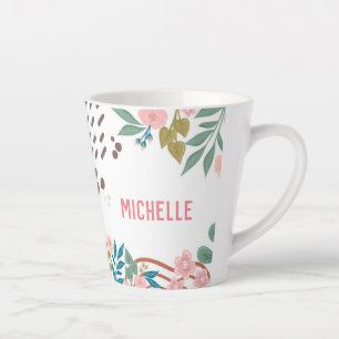My Bible Reading Floral Abstract Custom Name Latte Mug