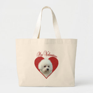 My Bichon Frise Valentine Large Tote Bag