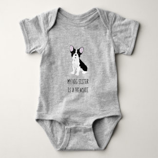 My Big Sister is a Frenchie Onsie - Grey/Grey Baby Bodysuit