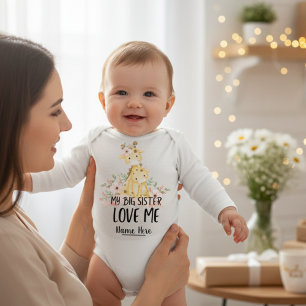 My Big Sister Love Me With Personalised Name Baby Bodysuit