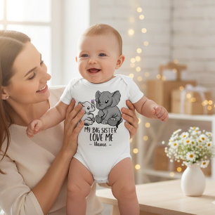 My Big Sister Love Me With Personalised Name Baby Bodysuit