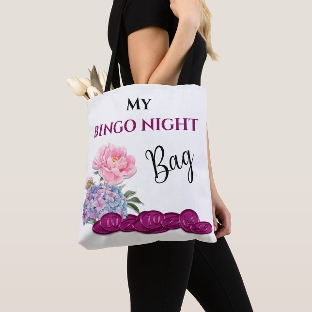 My Bingo Night Bag Bingo Cards Chips Flowers (Close Up)