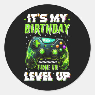 My Birthday Boy Time To Level Up Video Game Bday B Classic Round Sticker