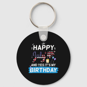 My Birthday July 4th American Independence Day Gif Key Ring