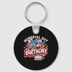 My Birthday Memorial Day Cool Retro Funny Independ Key Ring