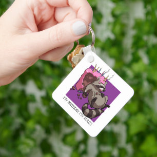 My Birthday My Rules Cake Eating Racoon Cartoon Key Ring