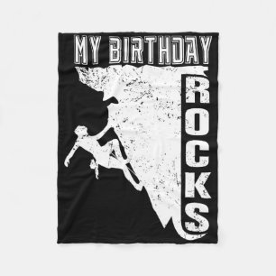 My Birthday Rocks Retro Climbing Fleece Blanket
