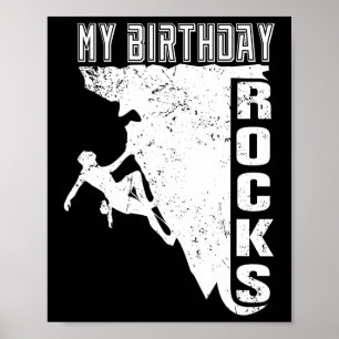 My Birthday Rocks Retro Climbing Poster