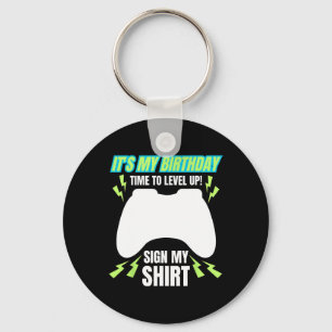 My Birthday Sign My Tee Video Game Bday Party Game Key Ring
