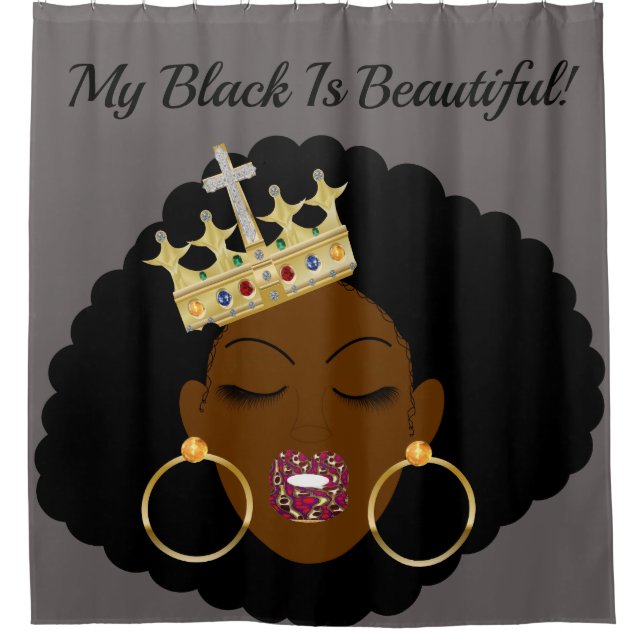 My Black is Beautiful Shower Curtain (Front)