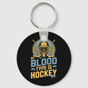 My Blood Type Is Hockey, Ice Hockey Player Coach A Key Ring
