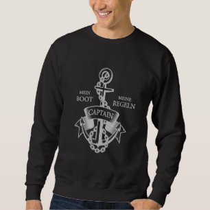 My Boat My Rules Anchor Captain Motif Silhouette Sweatshirt