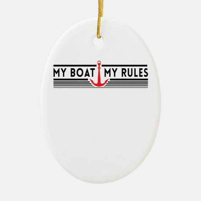 My Boat My Rules Ceramic Tree Decoration (Front)