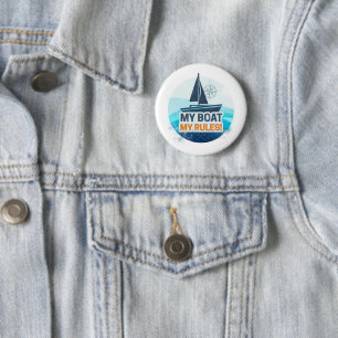 My Boat My Rules For Captain or Skipper Vintage 6 Cm Round Badge