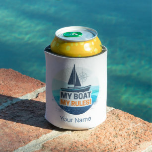 My Boat My Rules For Captain or Skipper Vintage Can Cooler