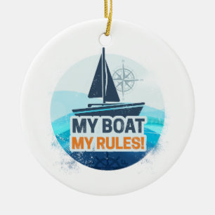 My Boat My Rules For Captain or Skipper Vintage Ceramic Tree Decoration
