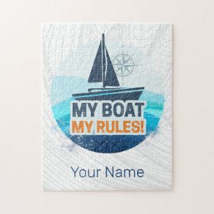 My Boat My Rules For Captain or Skipper Vintage Jigsaw Puzzle