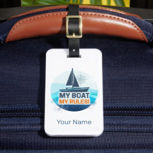 My Boat My Rules For Captain or Skipper Vintage Luggage Tag