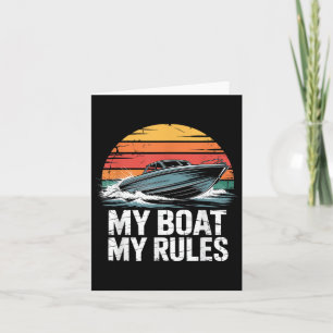 My Boat My Rules Retro Boater Vintage Motor Boatin Card