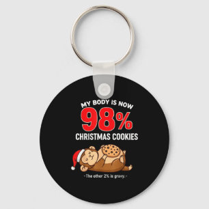 My Body Is 98% Christmas Cookies Funny Monkey Paja Key Ring