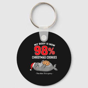 My Body Is 98% Christmas Cookies Funny Seal Pajama Key Ring