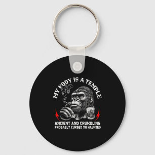 My Body Is A Temple Ancient And Crumbling Monkey F Key Ring