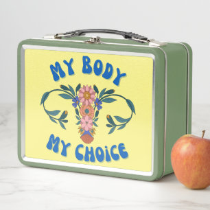 My Body My Choice Floral Uterus Pro-Choice Metal Lunch Box
