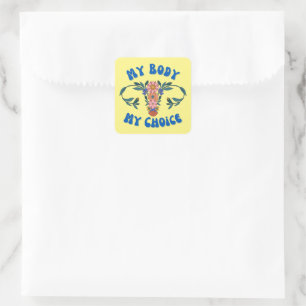 My Body My Choice Floral Uterus Pro-Choice  Square Sticker