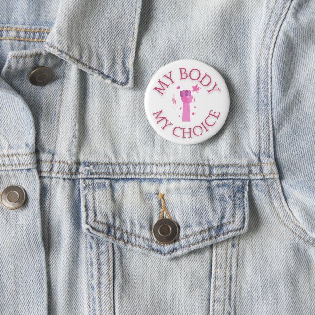 My Body My Choice Pink Fist Feminist  6 Cm Round Badge (In Situ)