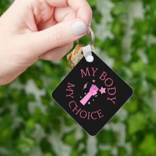 My Body My Choice Pink Fist Feminist Key Ring