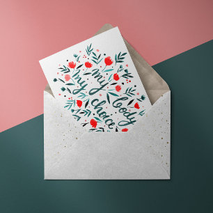My body, my choice red watercolor floral card