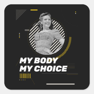 My Body My Choice Retro Women' Rights Illustration Square Sticker